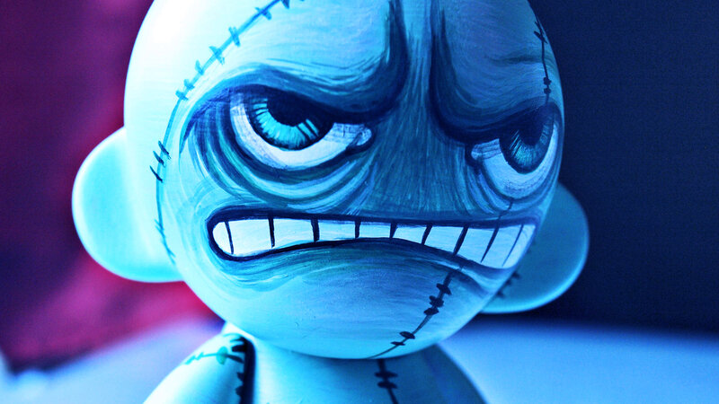 angry stitched doll