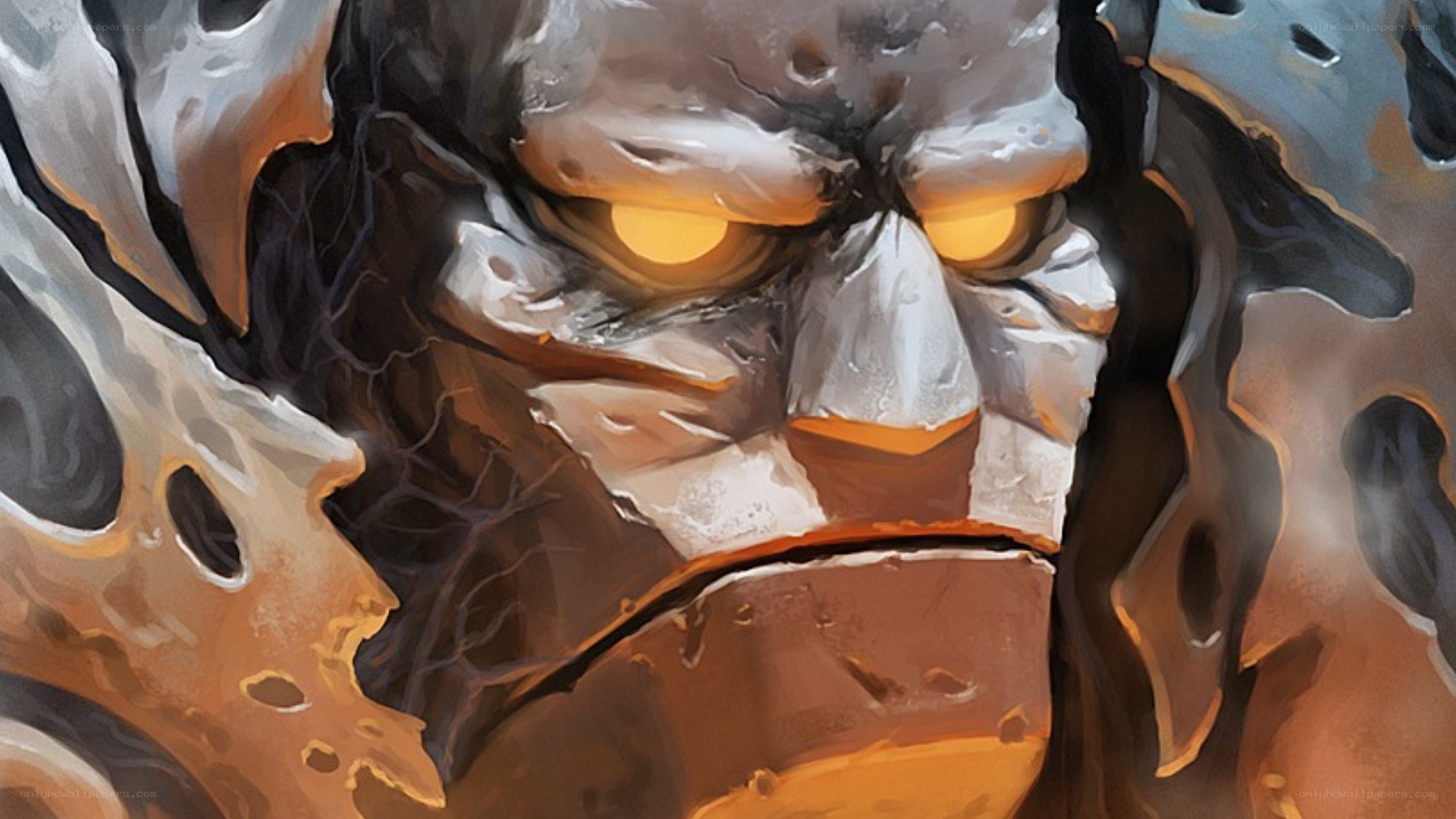 angry stone golem face