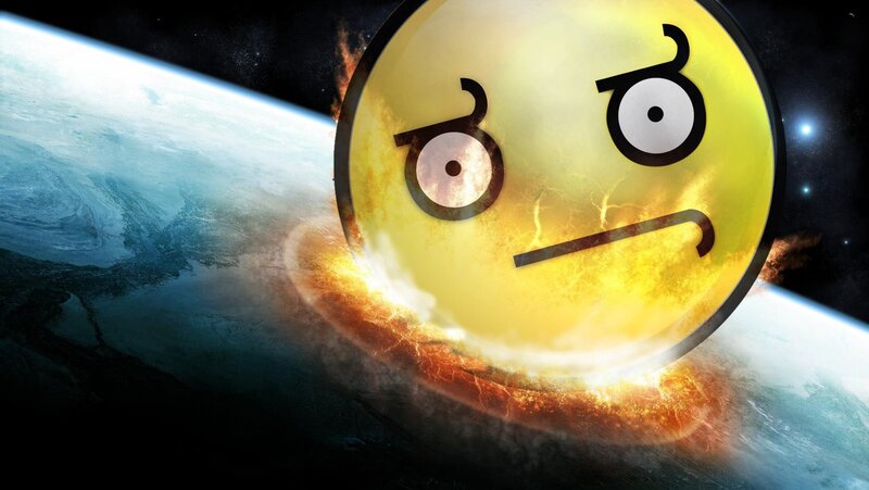angry sun emoji over earth