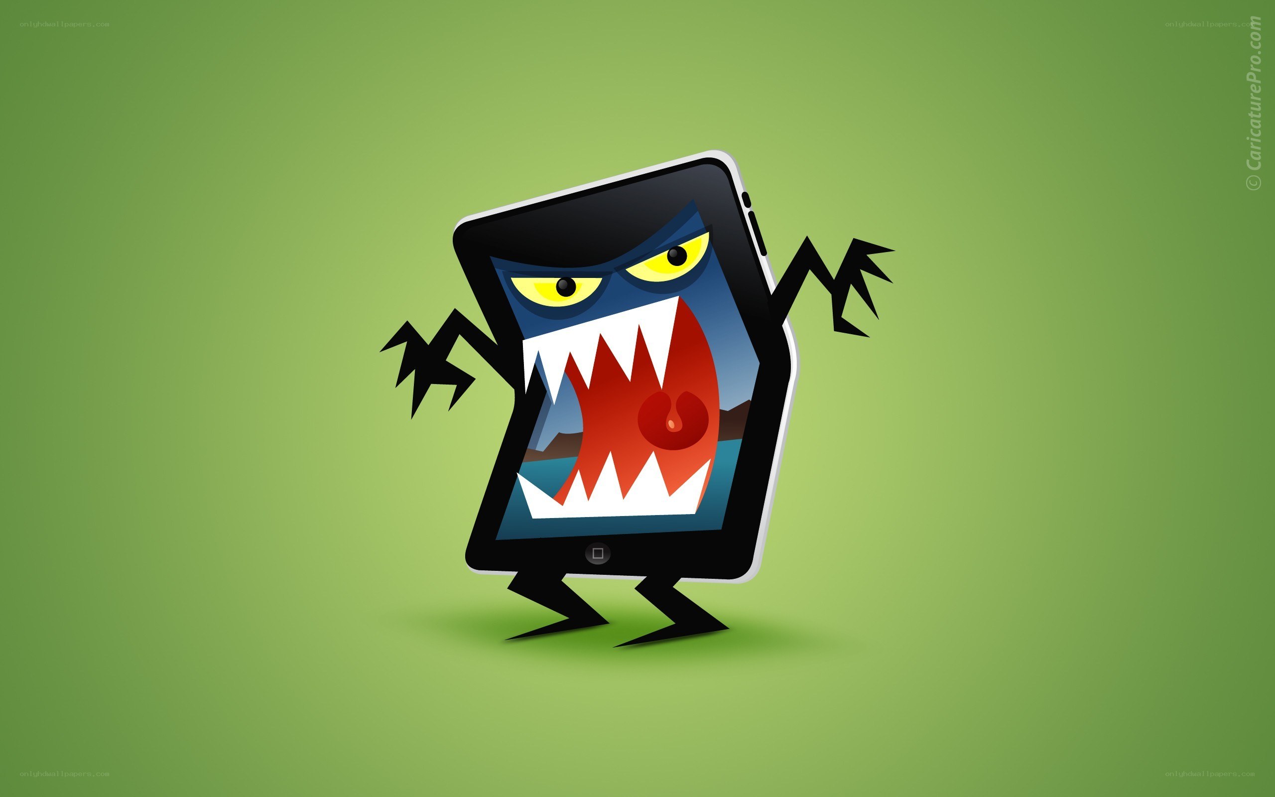 angry tablet monster