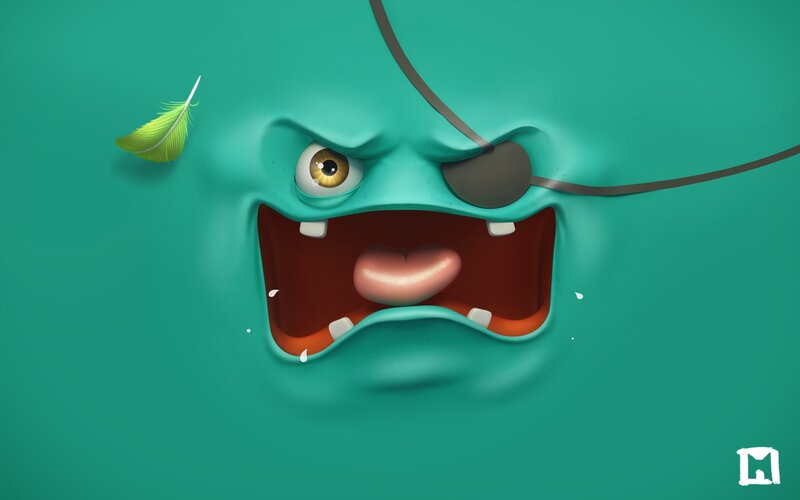 Angry Teal Monster