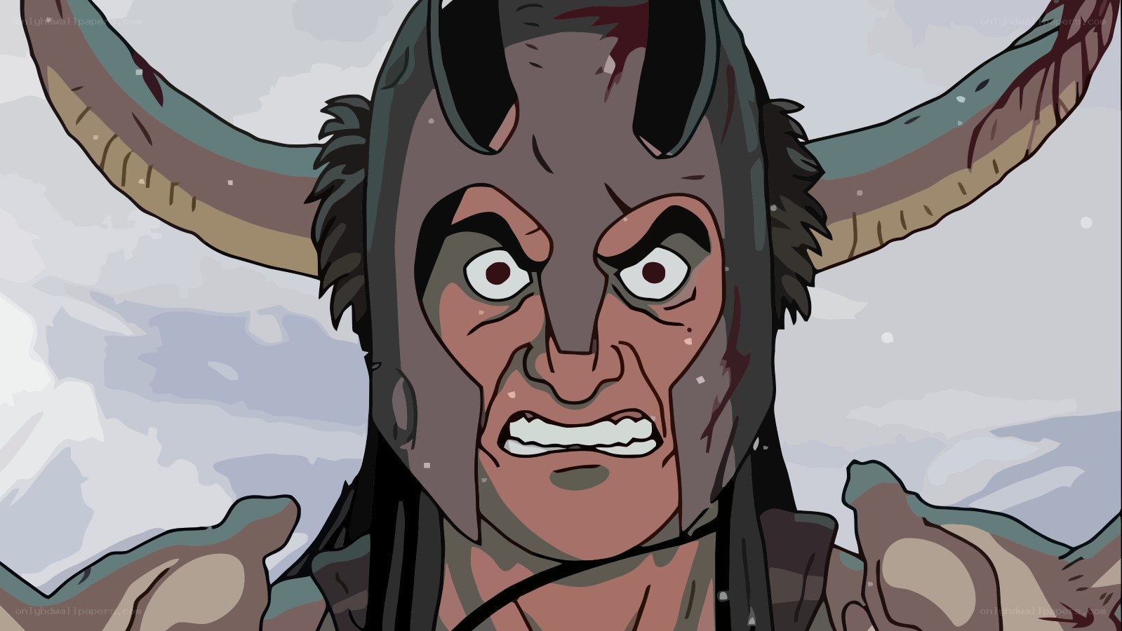 angry warrior with horns