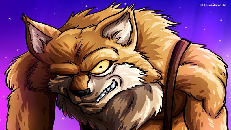 Angry Werewolf Character — Purple