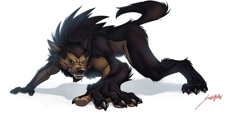 angry werewolf creature