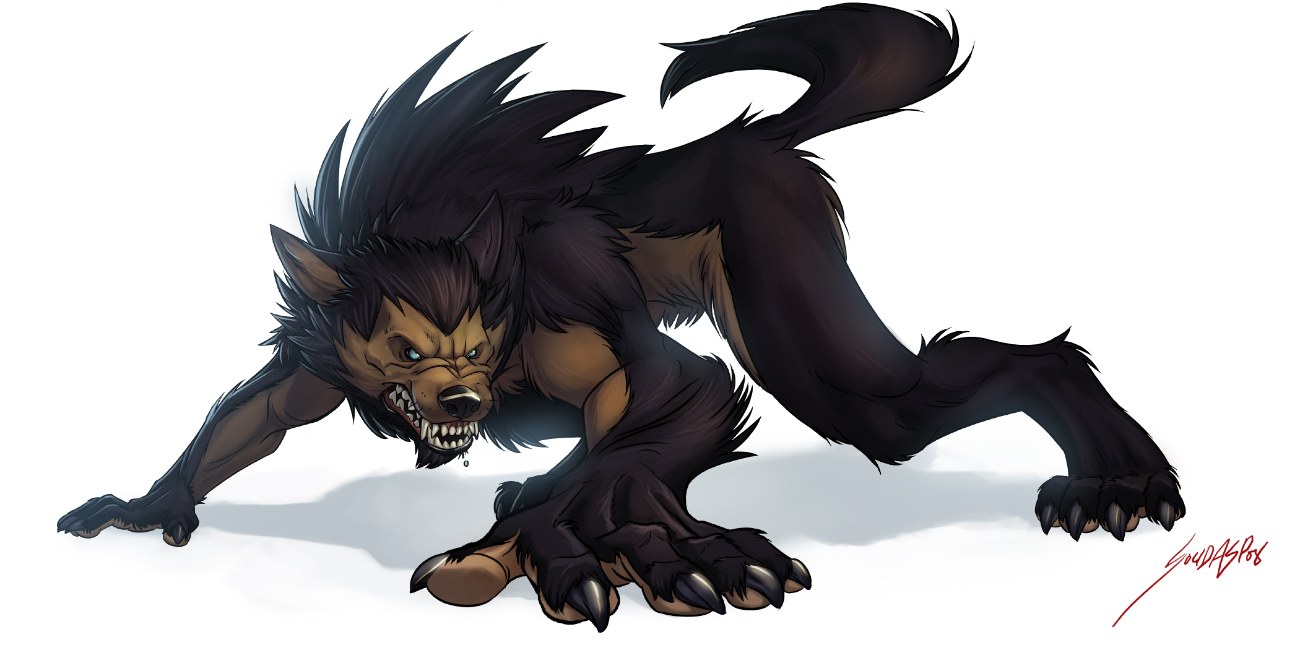 angry werewolf creature