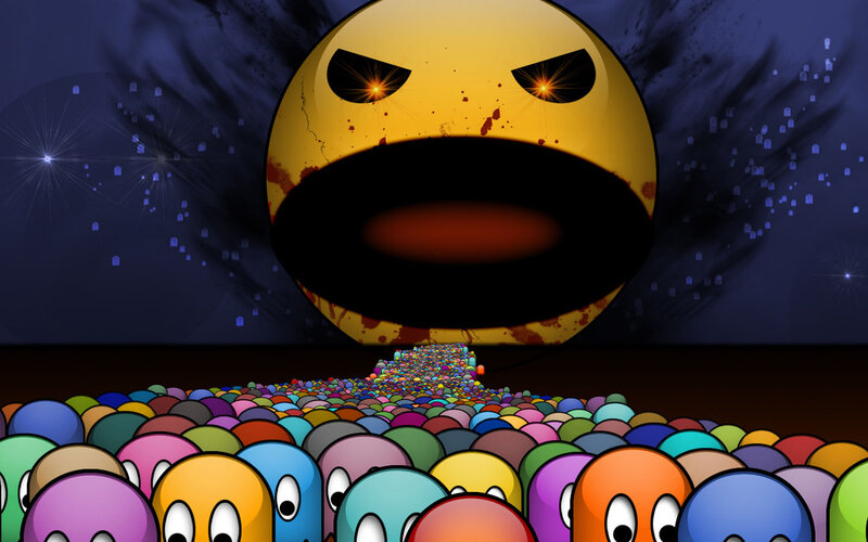 Angry Yellow Emoji Consuming Others