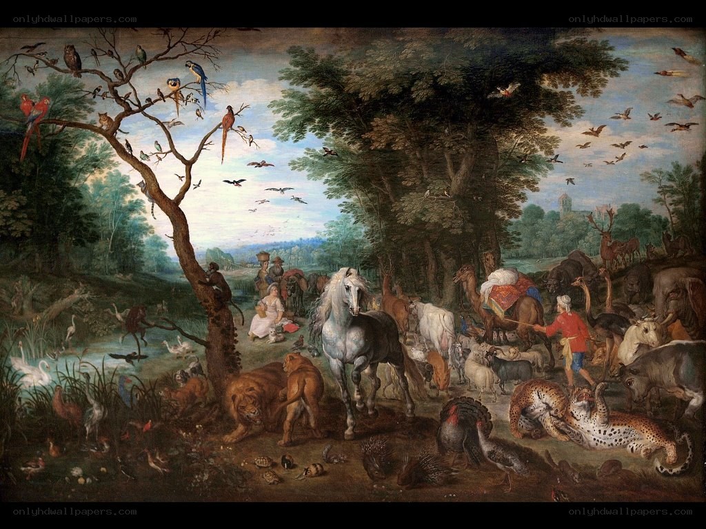 Animal gathering in a forest