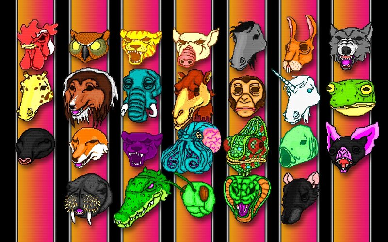 Animal Heads in Pixel Art
