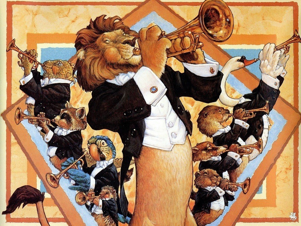 Animal orchestra performing music