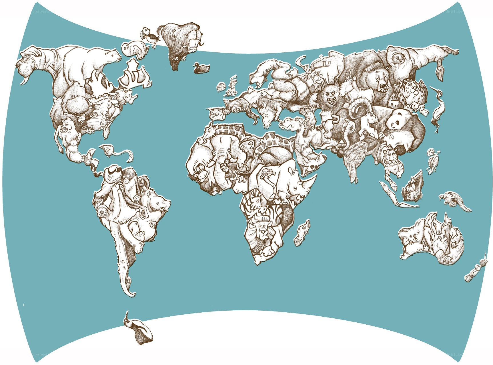 Animal-themed world map