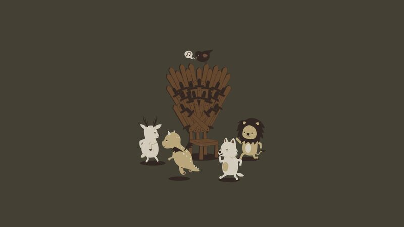 Animals around a throne