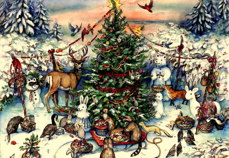 Animals Decorating Tree