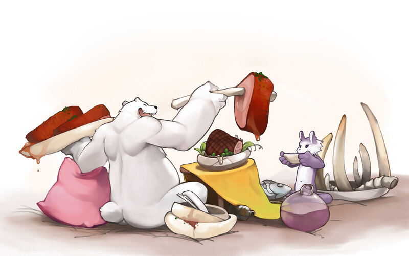 Animals eating meat