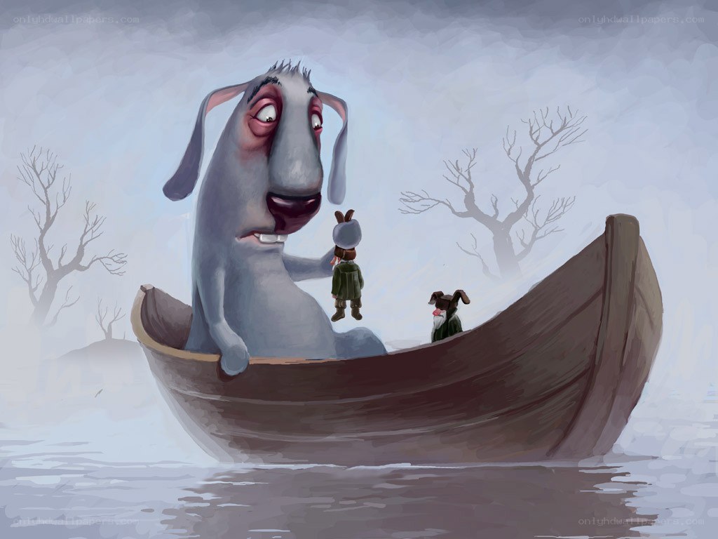 Animals in a boat