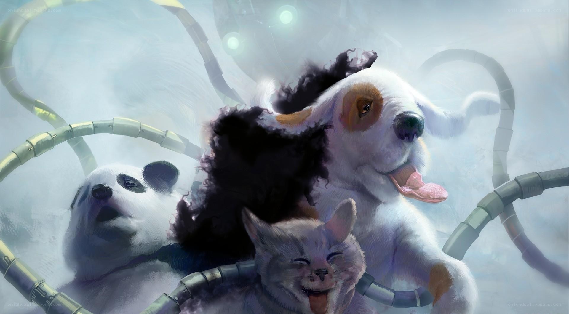 Animals in a futuristic setting