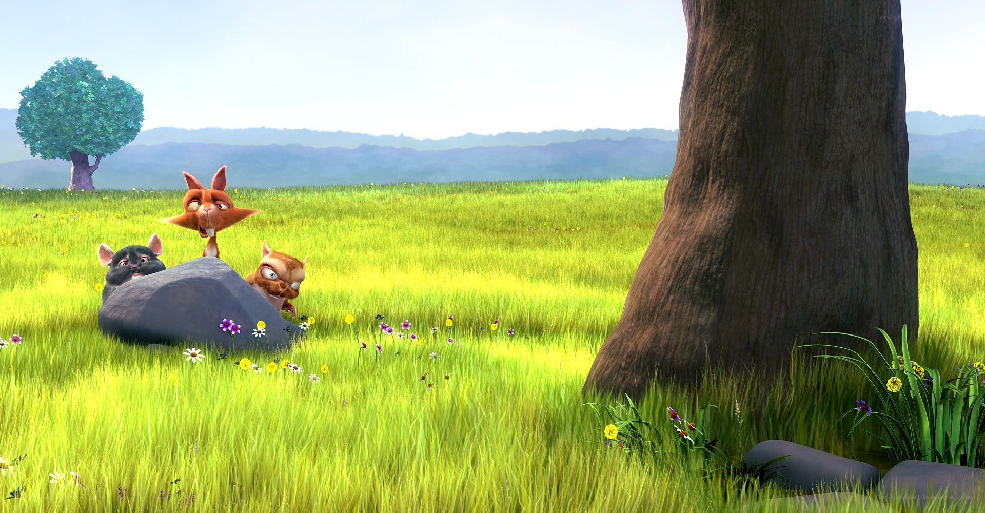 Animals in a grassy field