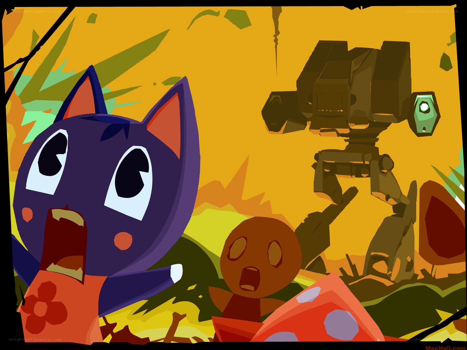 Animals in a jungle scene