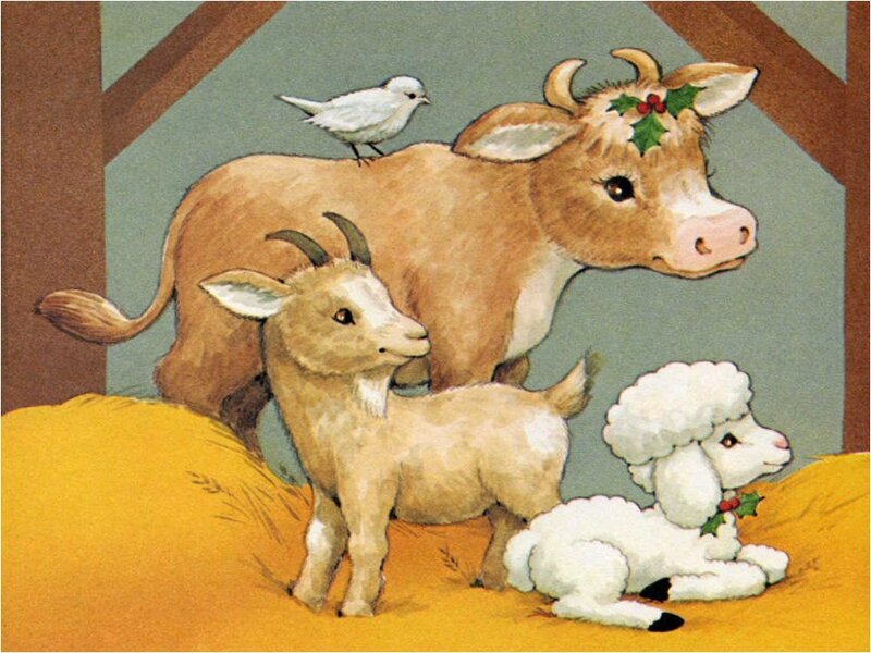 Animals in a Manger — Yellow