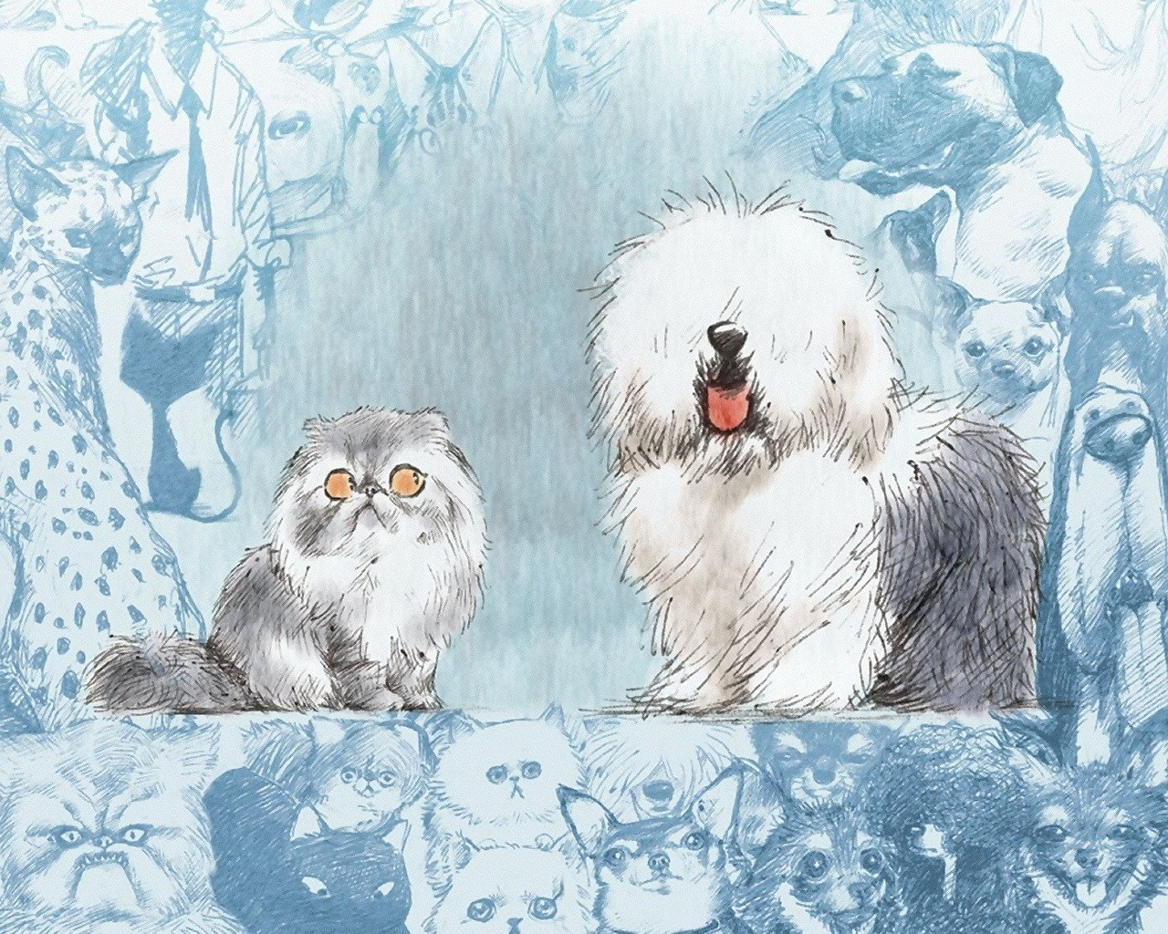 Animals in a sketchy crowd