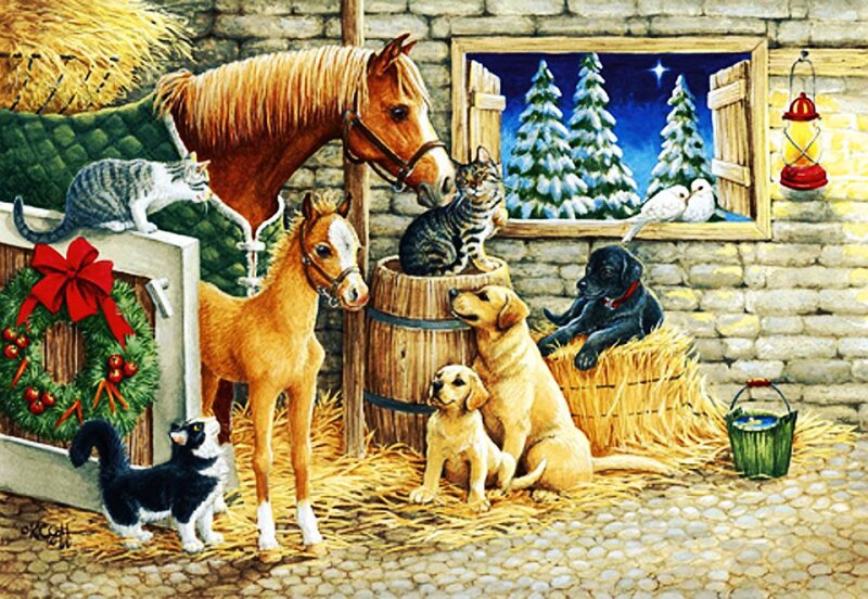 Animals in Barn
