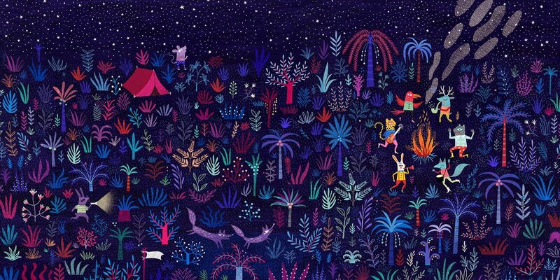 Animals in Jungle at Night