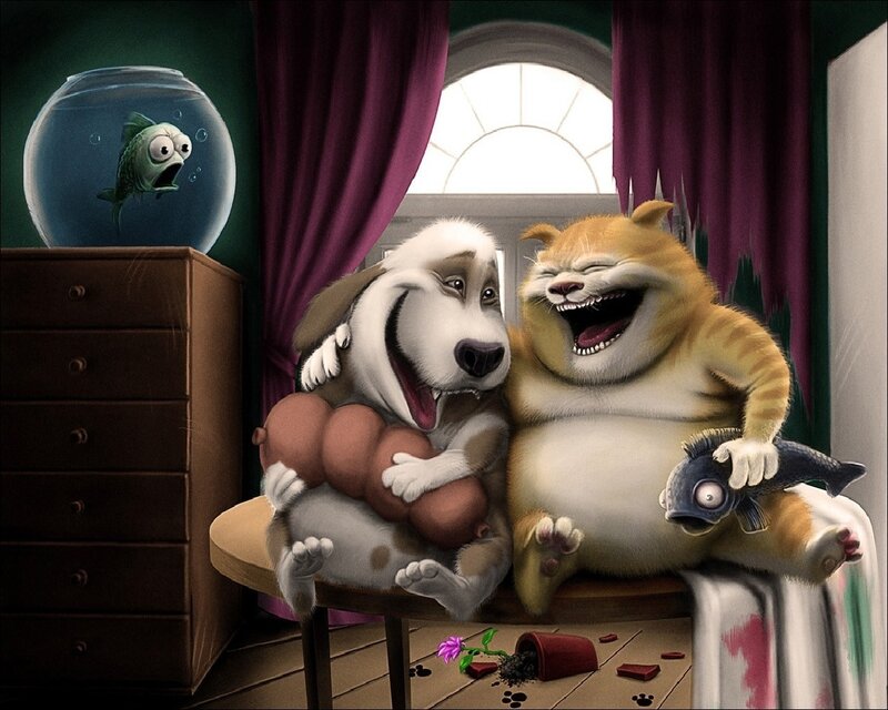 Animals laughing together