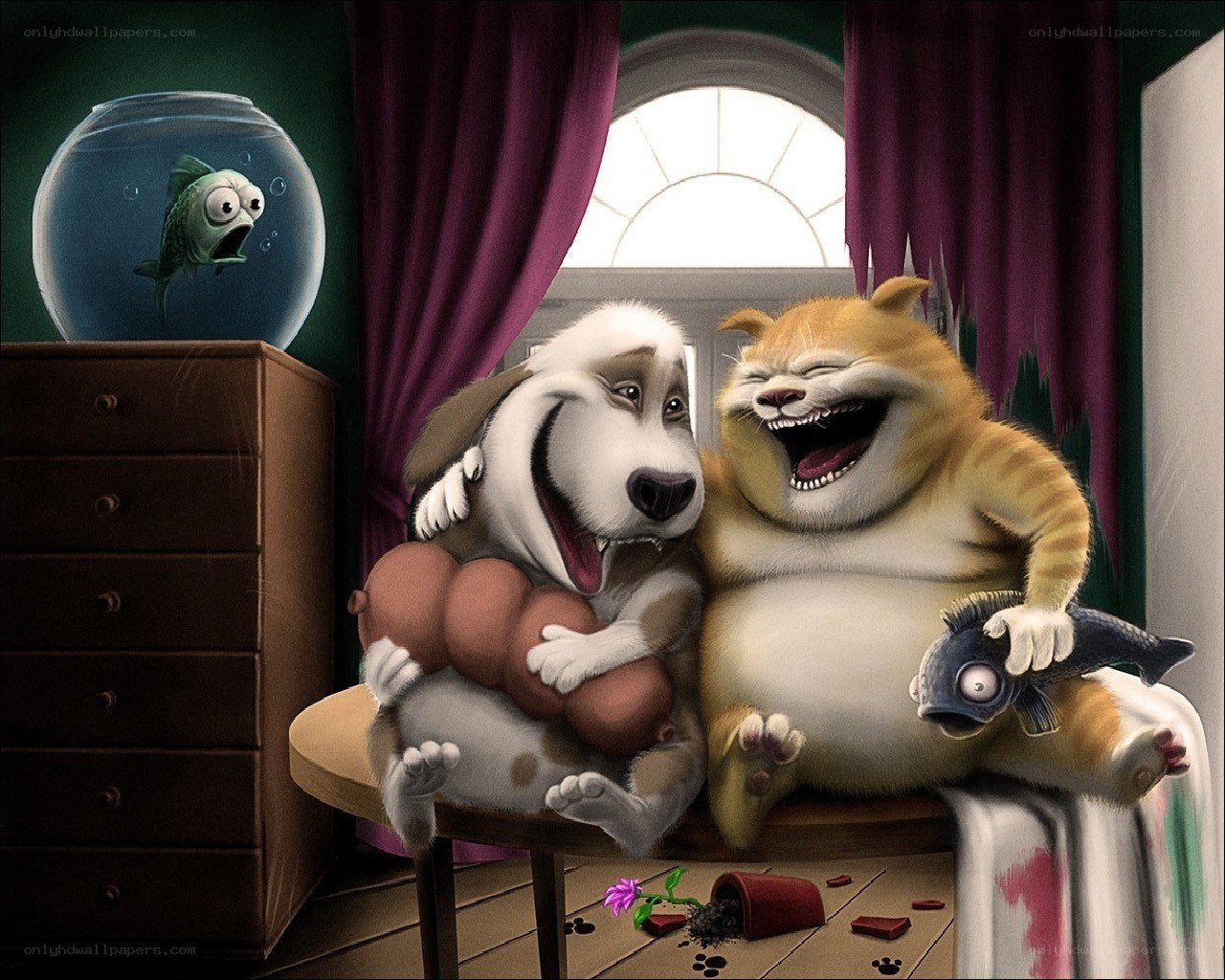 Animals laughing together