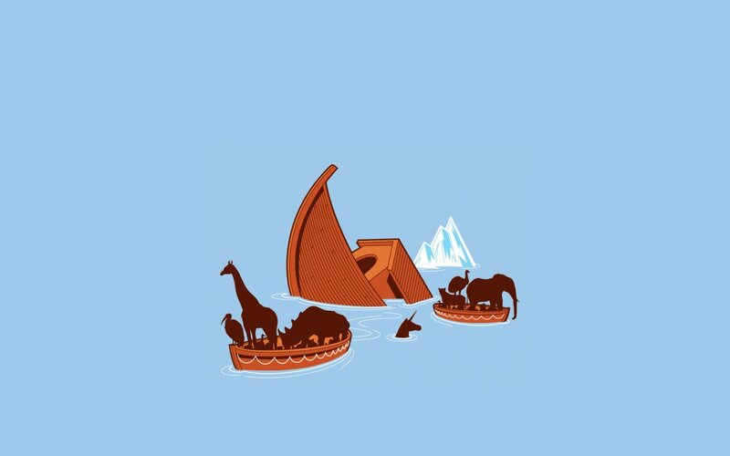 animals on boats in water