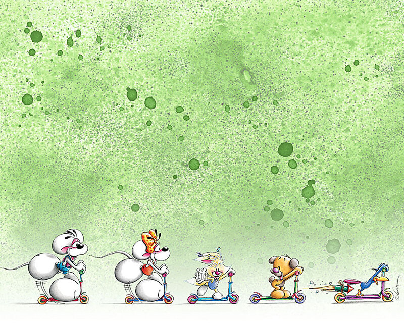 animals on scooters