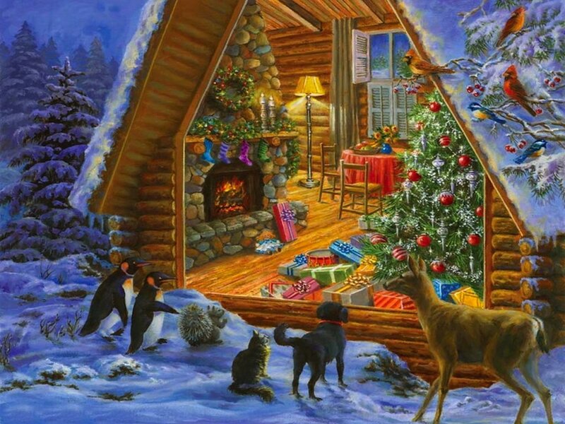 Animals Outside Cabin