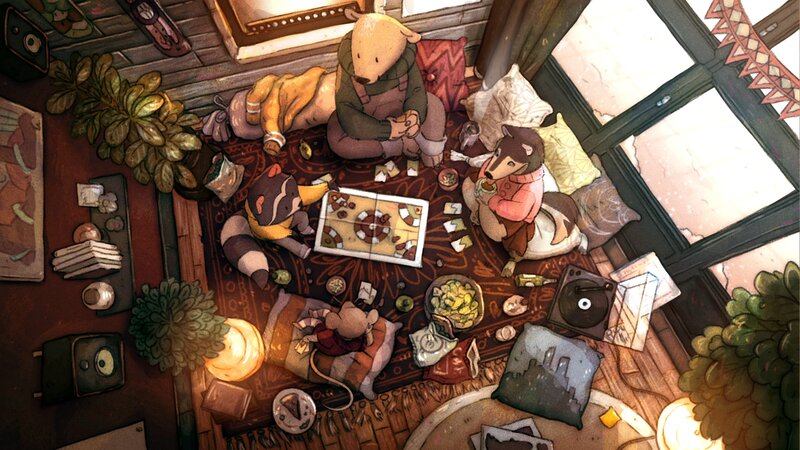 Animals Playing Board Game