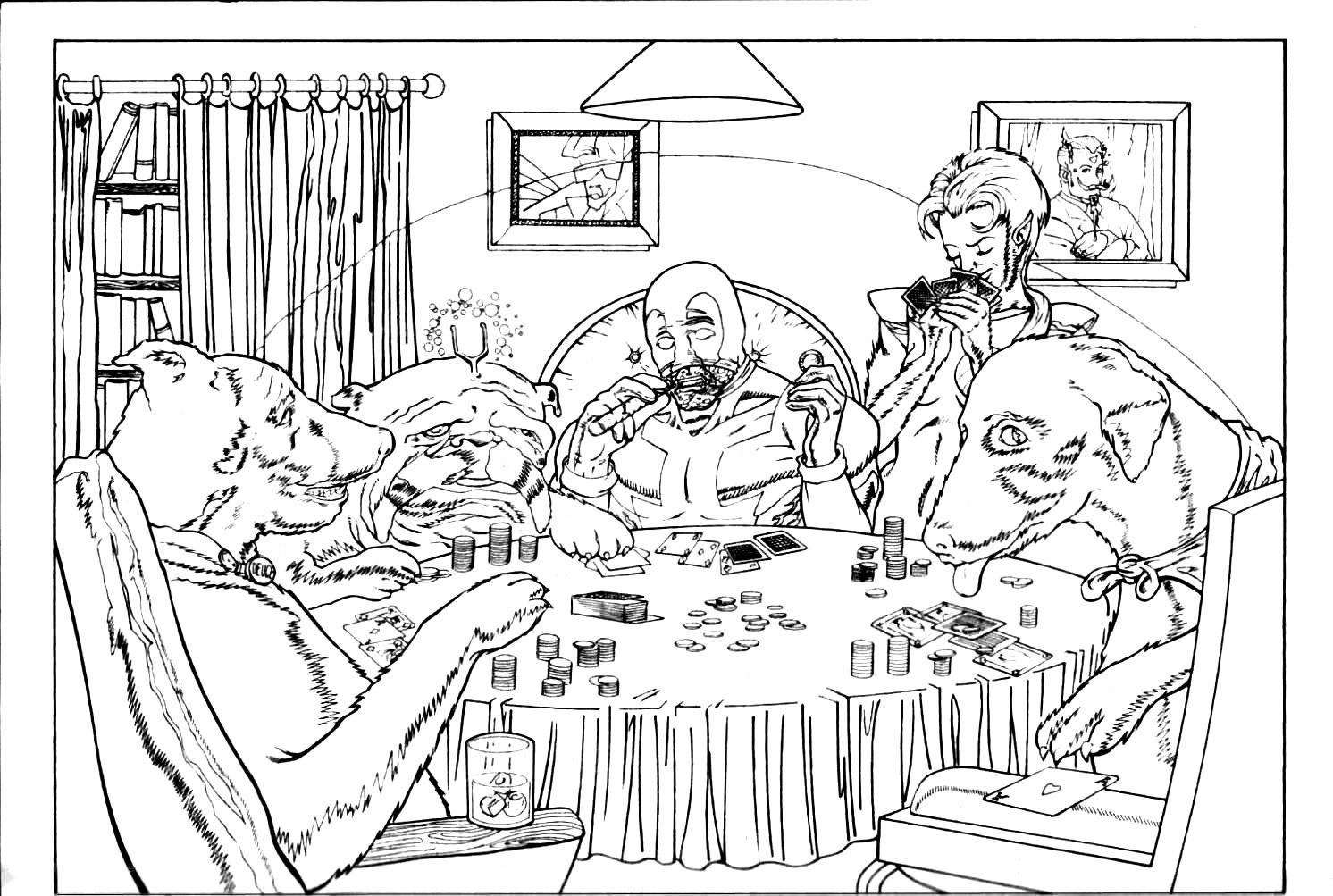 animals playing poker