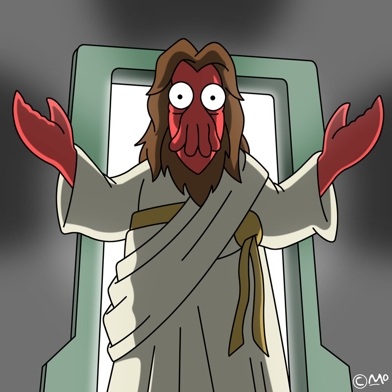 animated alien character in robe