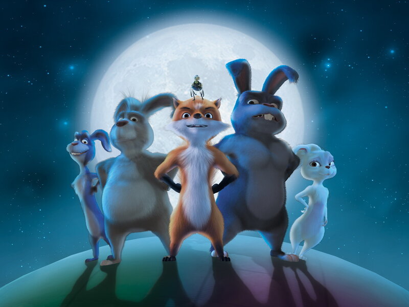 animated animal characters under moon