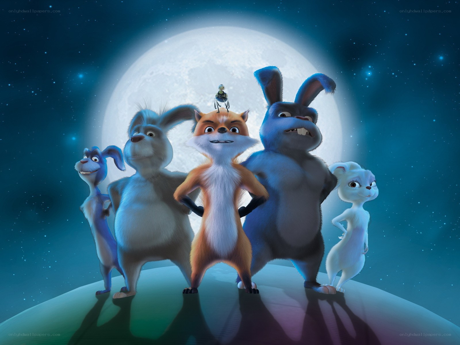 animated animal characters under moon