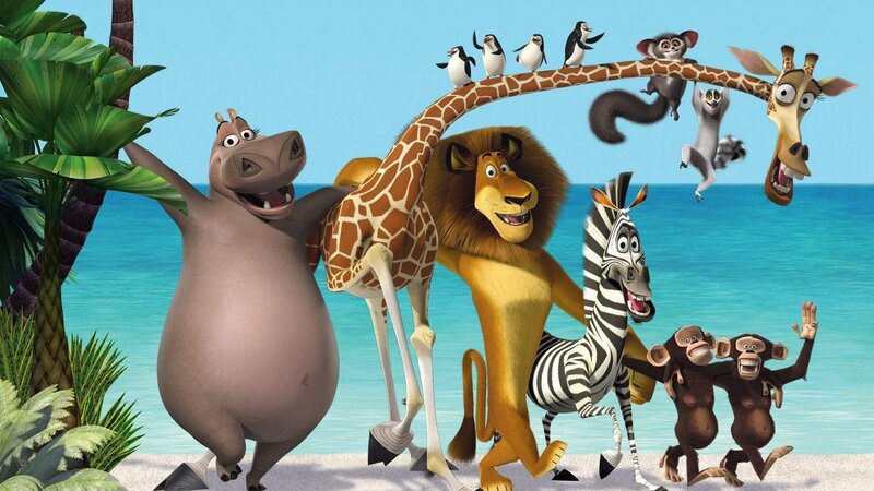 Animated Animals on Beach — Blue, Playful, Afternoon, 3d Render, Penguins