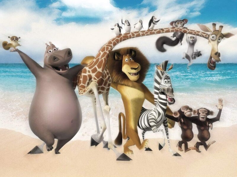 Animated Animals on Beach — Blue