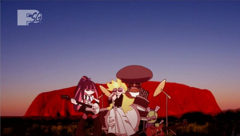 animated band at sunset
