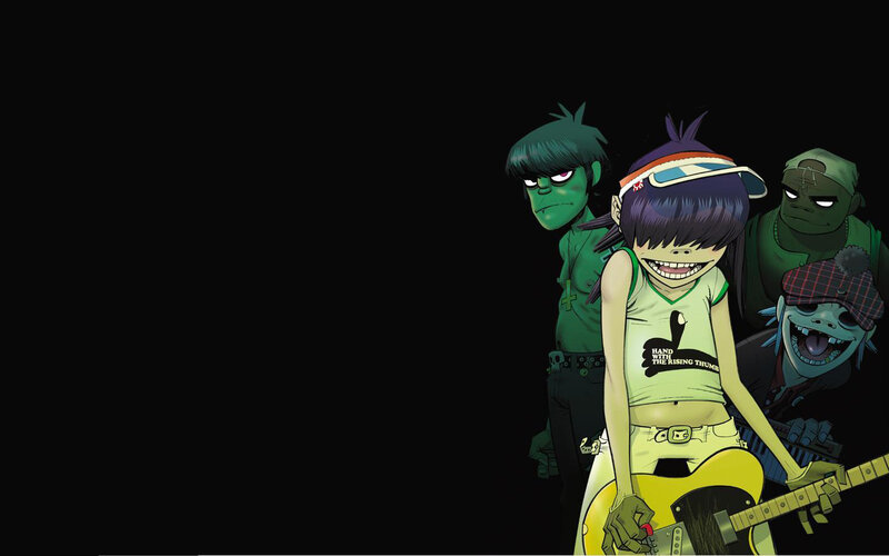 Animated Band Members — Black, Dark, Anime, Guitar, Green Skin