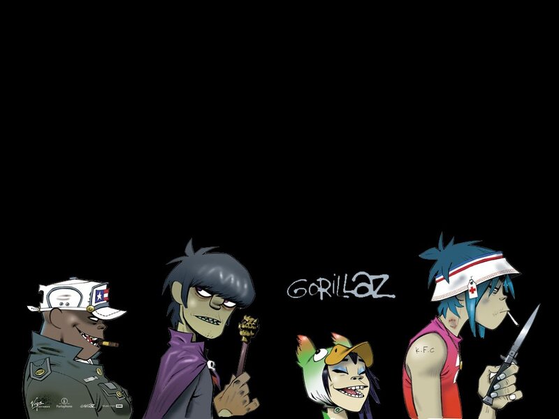 Animated Band Members — Black, Dark, Digital Art, Cigarette
