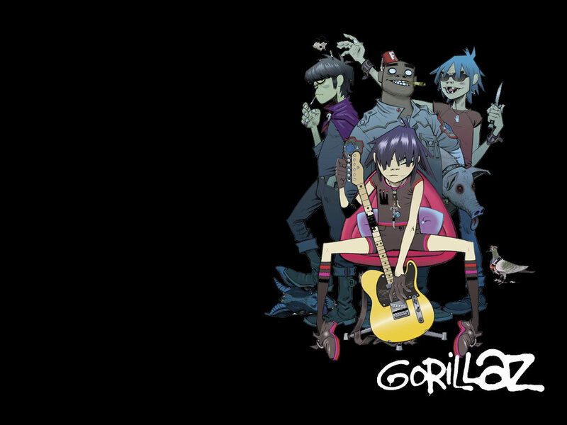 Animated Band Members — Black, Edgy, Digital Art, Guitar
