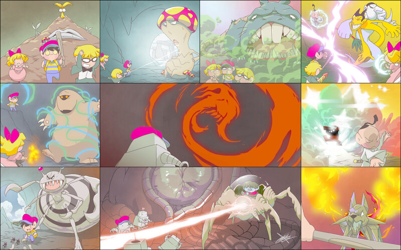 Animated battle scenes collage