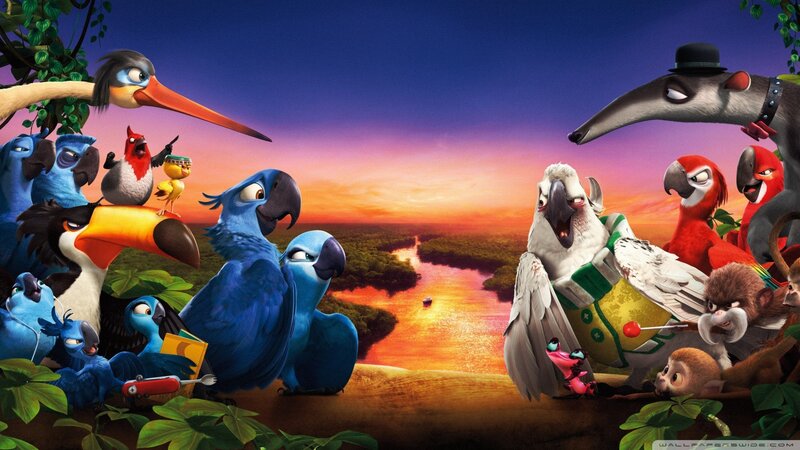 Animated Birds on a Riverbank