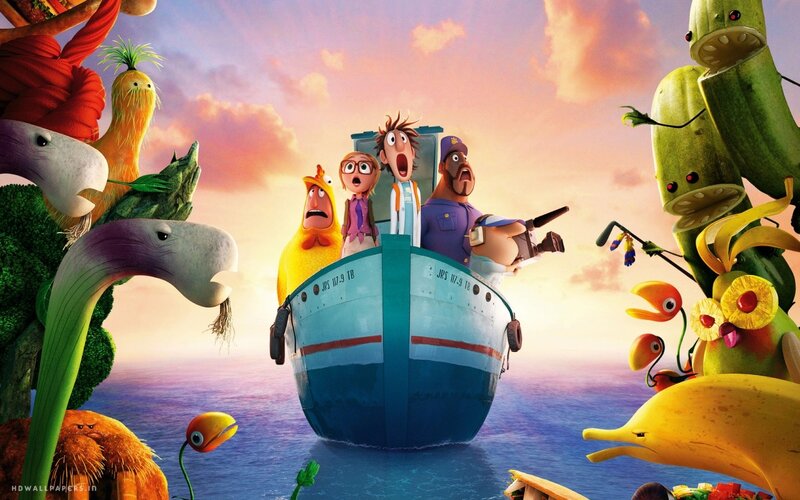 Animated boat adventure with food creatures