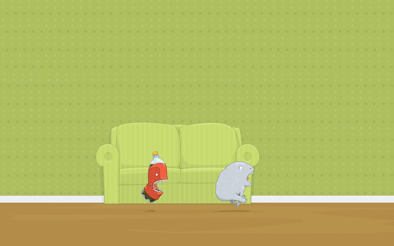 Animated bottle and creature