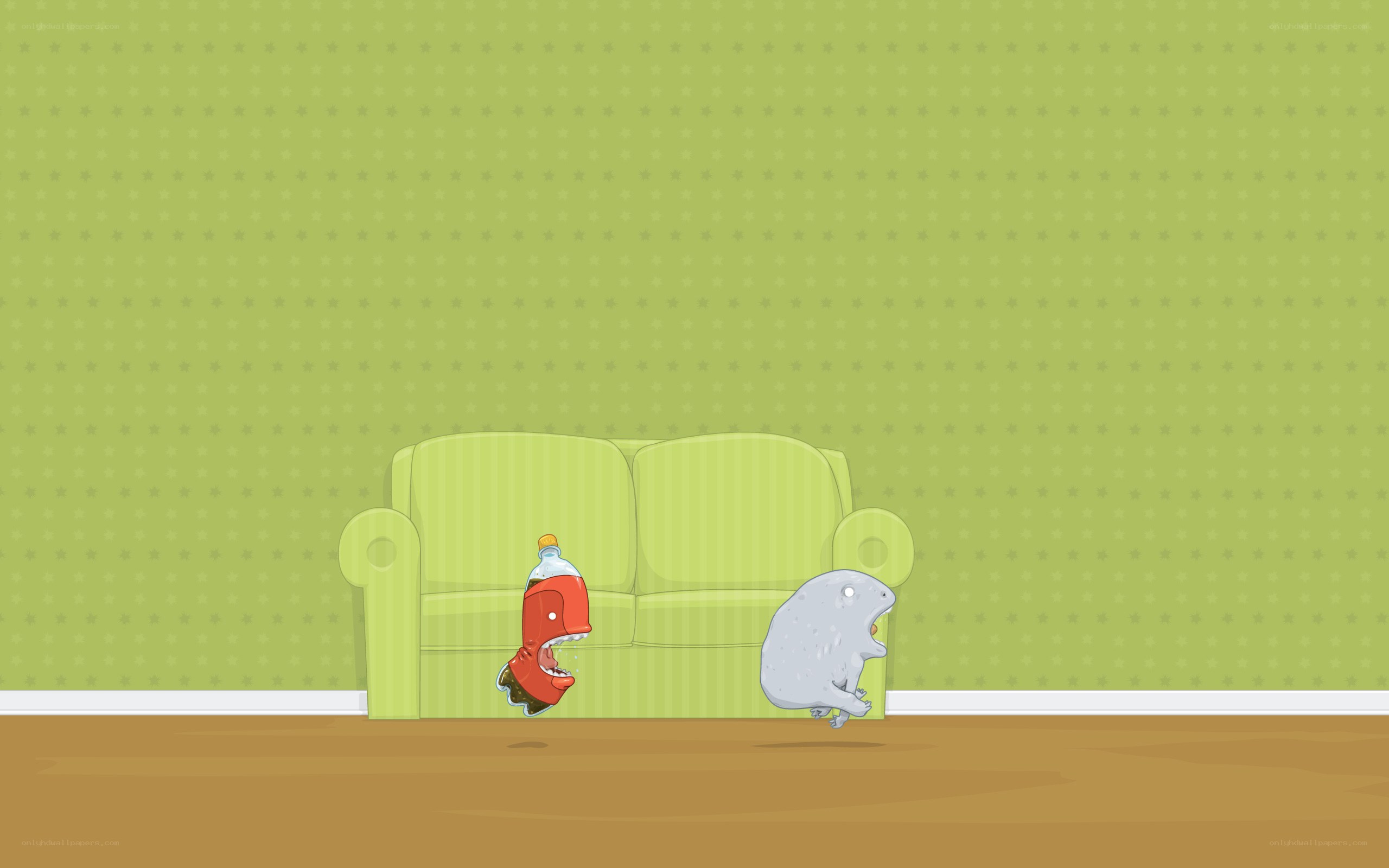 Animated bottle and creature