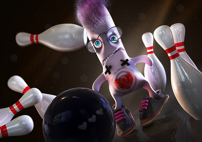 animated bowling pin character