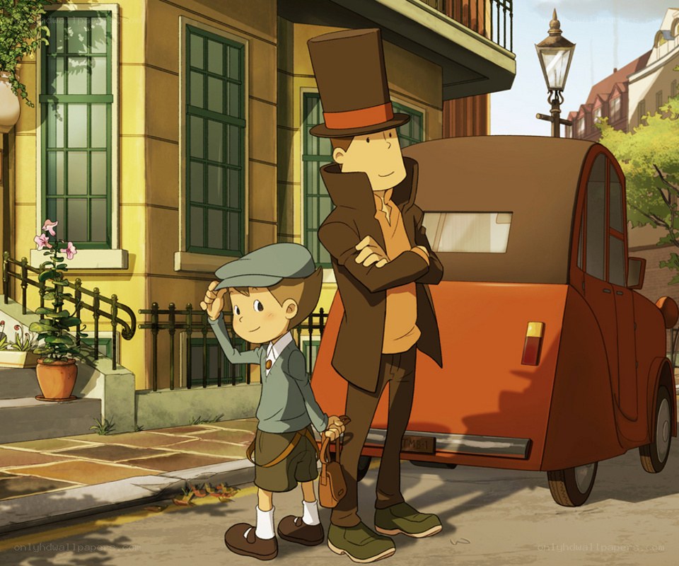 Animated boy and man on street
