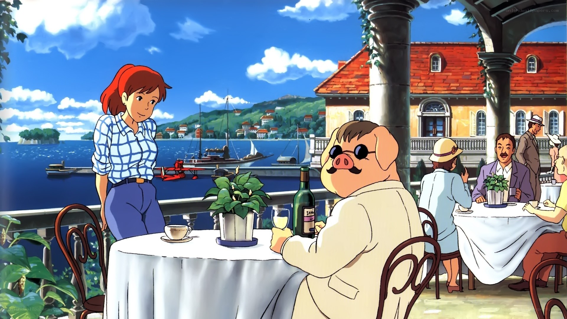 Animated cafe by the sea