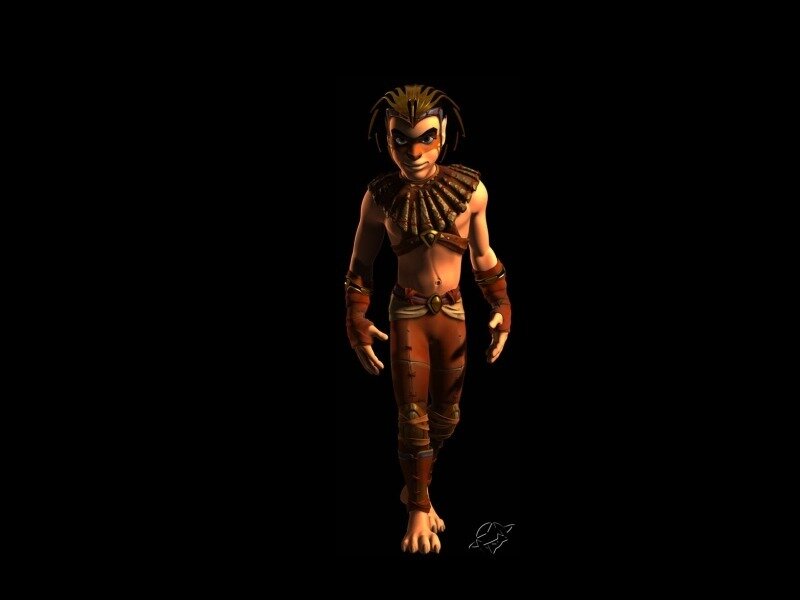 Animated Character in Armor — Brown, Dramatic